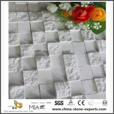 Prilagođene bijelim Travertin kamen mozaik pločice za kupaonice zid