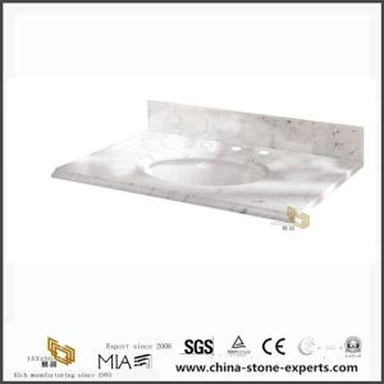 Prilagođene Bianco Cararra bijeli mramor Ispraznost vrhovima za kupatilo