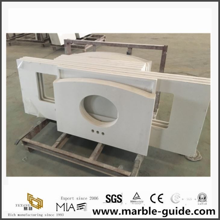 Pure White Quartz Kitchen Worktops With Customized Edges