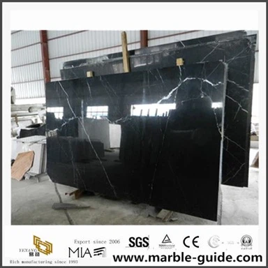 Kina Nero Marquina Marble Slab-Black Marquina Mramor vruća prodaja