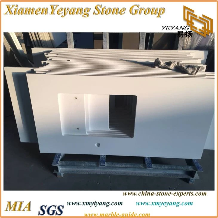 Super White Quartz Kitchen Counterotps and Bathroom Vanity Tops