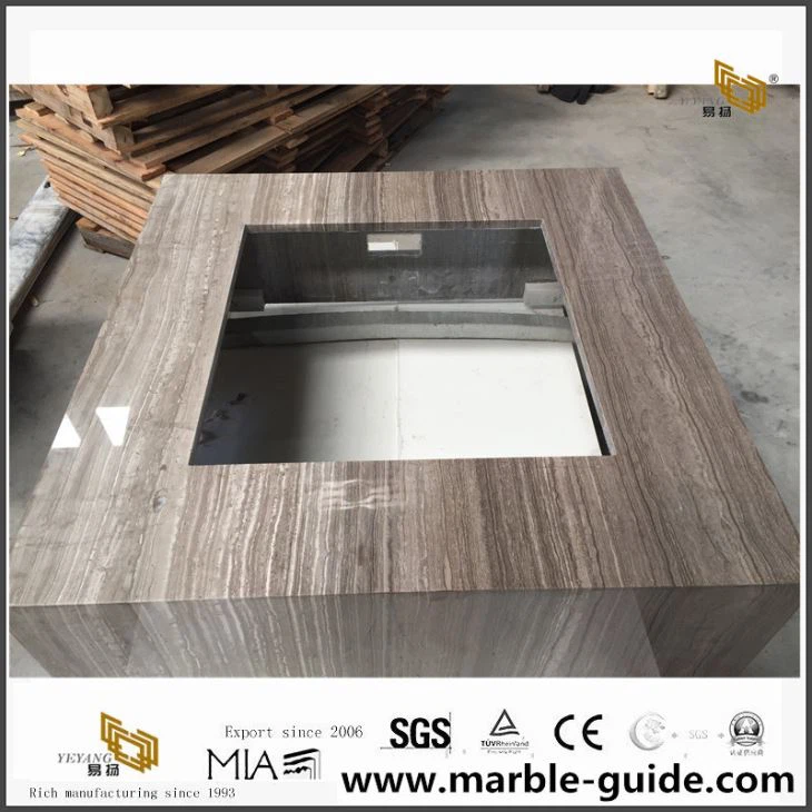 Coffee Wood Marble For Bathroom Vanity Top